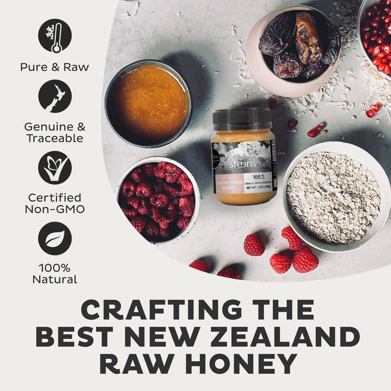 BUNDLE Pack Raw Wildflower Honey from New Zealand 12 oz - 3 Pack