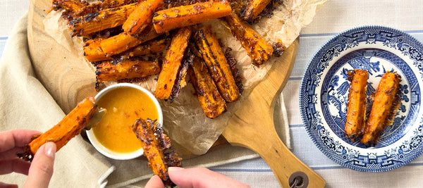 Parmesan Carrots with Hot Honey Mayo