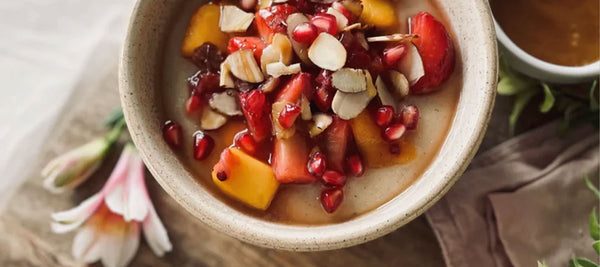 Mango, Strawberry and Raw Honey salad with Semolina Custard