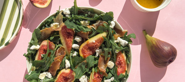 Fig, Prosciutto, and Arugula Salad with Steens Raw Mānuka Honey and Goat Cheese&nbsp;