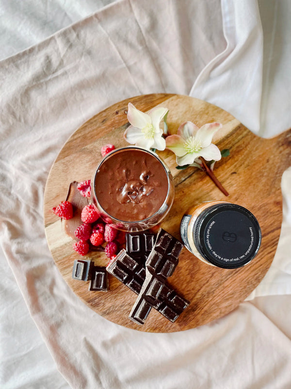 Dark Chocolate Aquafaba and Raw Honey Mousse