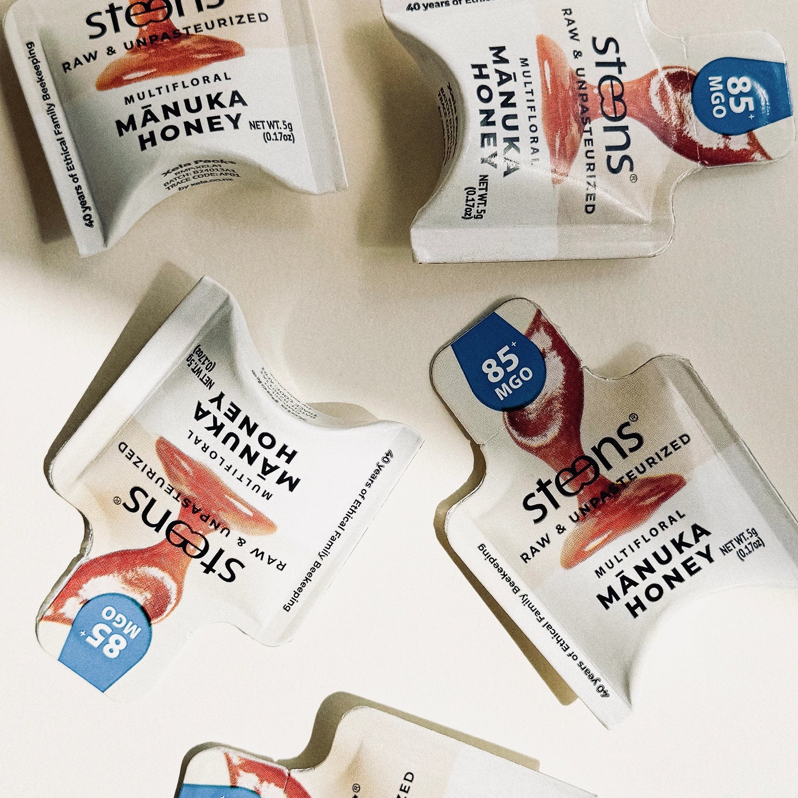 MGO 85+ Raw Multifloral Manuka Honey 5g sachet – 3 pack – Steens