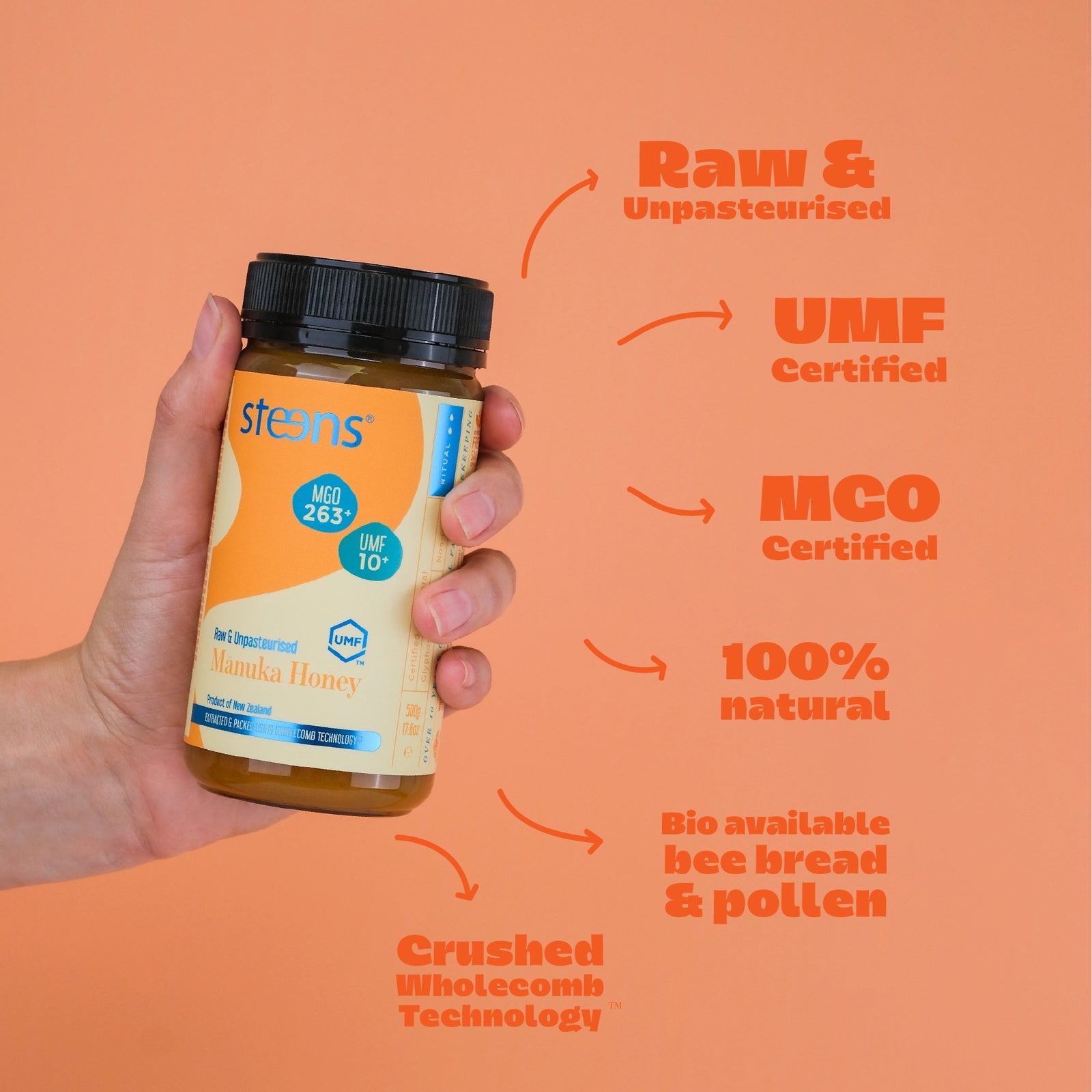 UMF 10+ (MGO 263) Raw Mānuka Honey 17.6 oz – Steens Honey | USA