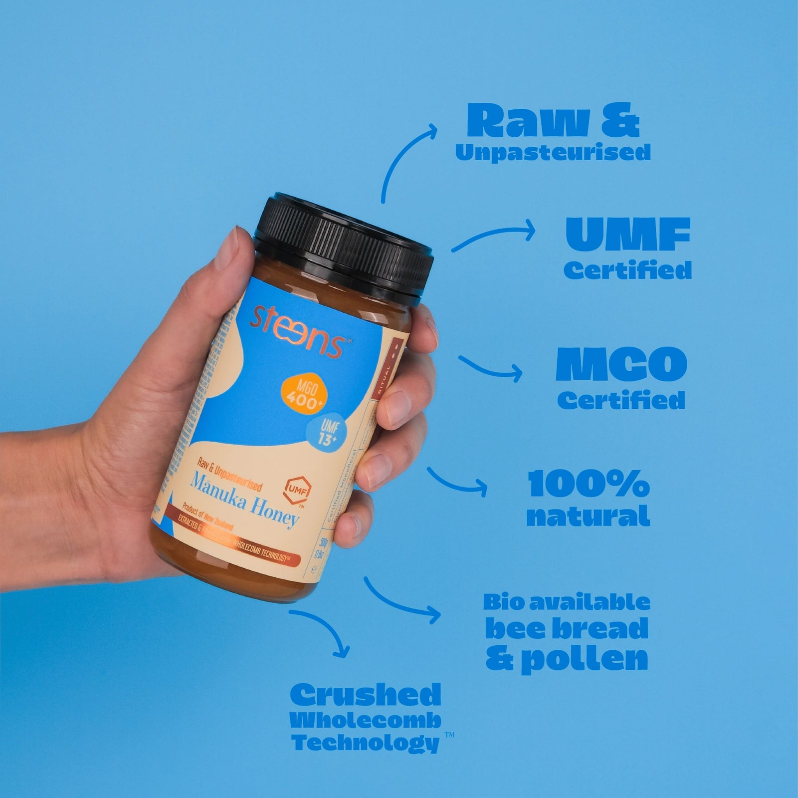 UMF 13+ (MGO 400) Raw Mānuka Honey 17.6 oz – Steens Honey | USA