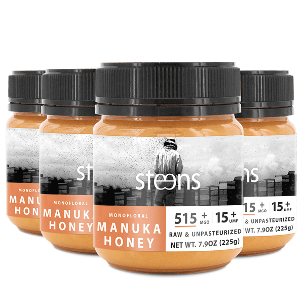 BUNDLE Pack Steens UMF 15+ (MGO 515) Raw Manuka Honey 7.9 oz - 4 Pack