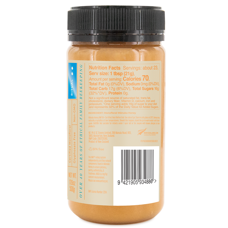 UMF 10+ (MGO 263) Raw Mānuka Honey 17.6 oz – Steens Honey | USA