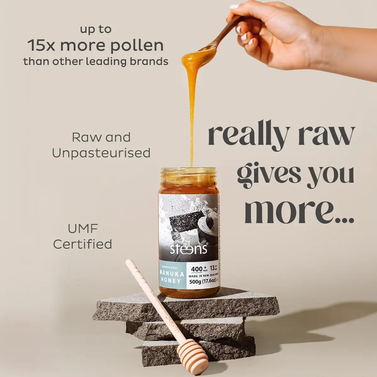 Steens UMF 13+ (MGO 400) Raw Manuka Honey 17.6oz – Steens Honey | USA